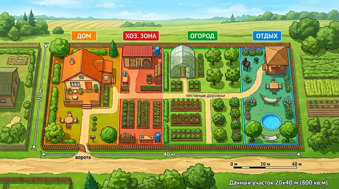 Как распланировать 8 соток: 5 схем под любой участок