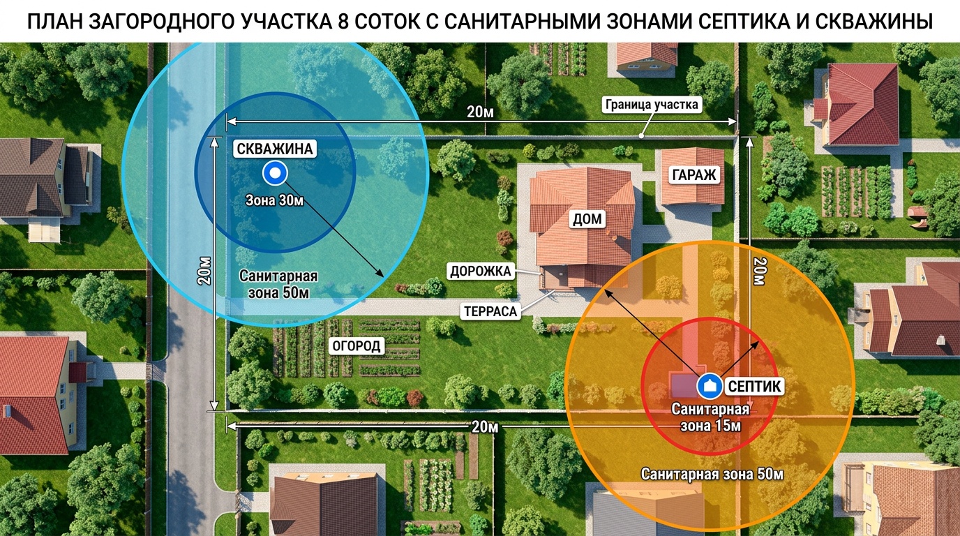 Септик и скважина на участке: нормы расстояний СанПиН